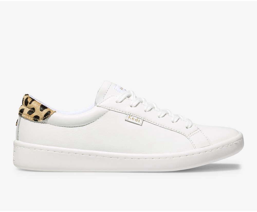 Basket Keds Femme Blanche - Kate Spade New York Ace Cuir Calf Hair - 659-WFTXSN